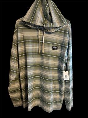 Billabong Green Stripe Hooded Poncho